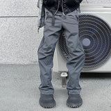 streetwear ribbons functional curve zipper baggy cargo pants for men vibe style straight baggy casual trousers oversized unique cargo style 792