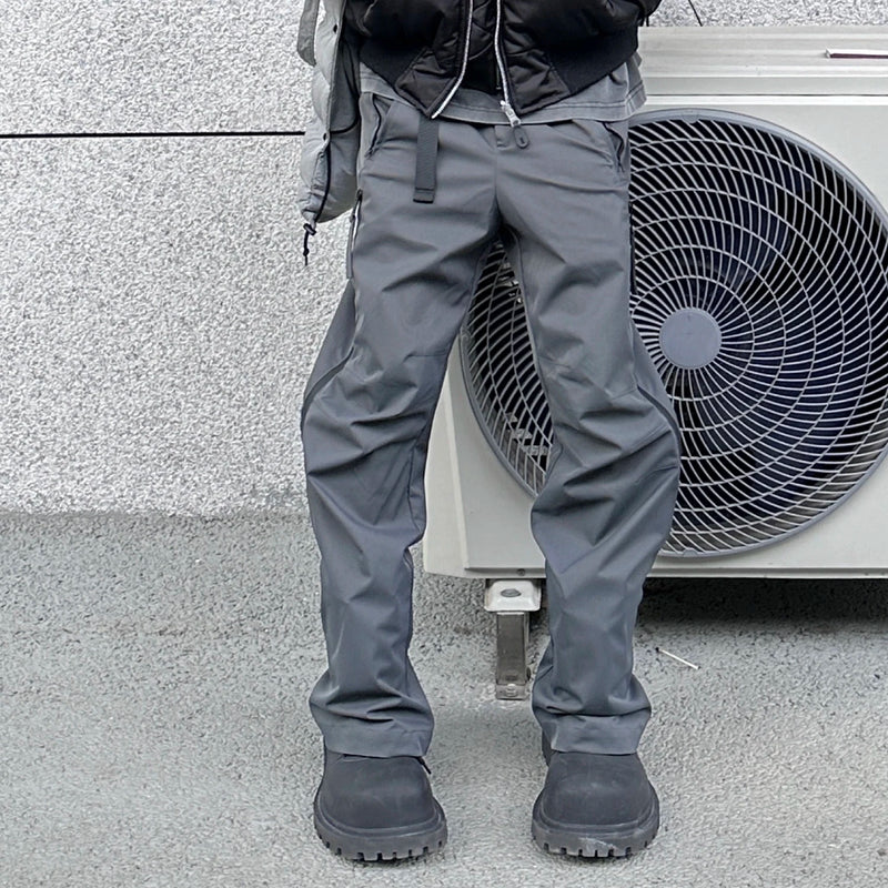 streetwear ribbons functional curve zipper baggy cargo pants for men vibe style straight baggy casual trousers oversized unique cargo style 792