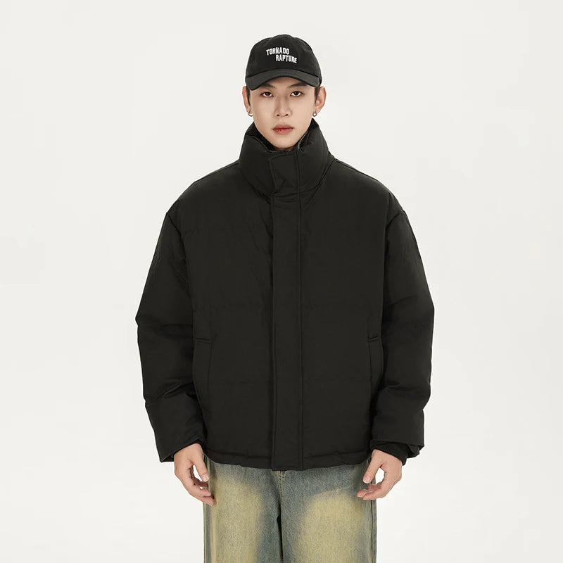 Winter Splice Denim Cotton-padded Jacket Men Women Stand Collar Fashion Loose Casual Thicken Warm Parkas Jacket Boyfriend Coat