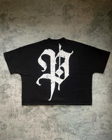 American new retro high street crewneck short-sleeved men Y2k anime letter print trend T-shirt Goth Harajuku personality shirt