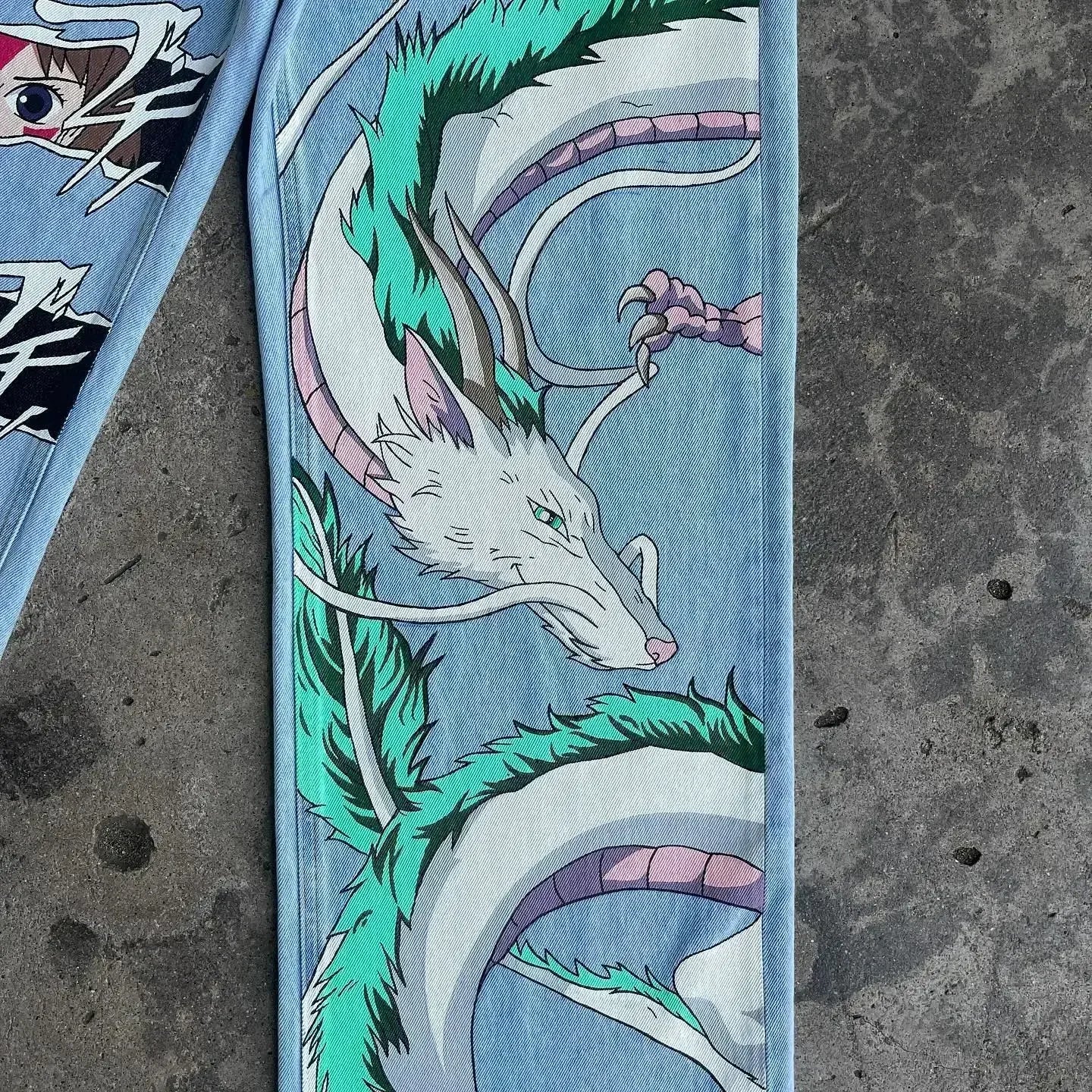 harajuku y2k baggy jeans the winged dragon of ra print wide leg denim pants popular anime jeans streetwear trouser men clothing unique jeans style 5748