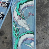 harajuku y2k baggy jeans the winged dragon of ra print wide leg denim pants popular anime jeans streetwear trouser men clothing unique jeans style 5748