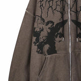 Men Women Zip Up Long Sleeve Pocket Autumn Winter Streetwear Vintage P
