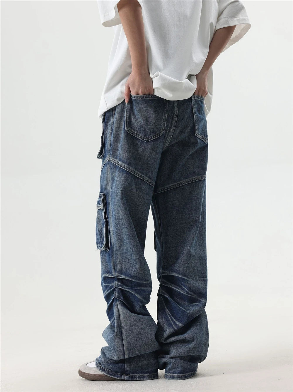 2024 multi pocket jeans vintage mens harajuku cargo denim pants retro hip hop straight loose jean pants 1 unique cargo style 124