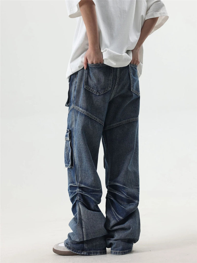 2024 multi pocket jeans vintage mens harajuku cargo denim pants retro hip hop straight loose jean pants 1 unique cargo style 124