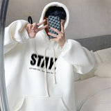 New In Letter Stay Print Sweatshirts Men Casual Vintage Fleece Pullover