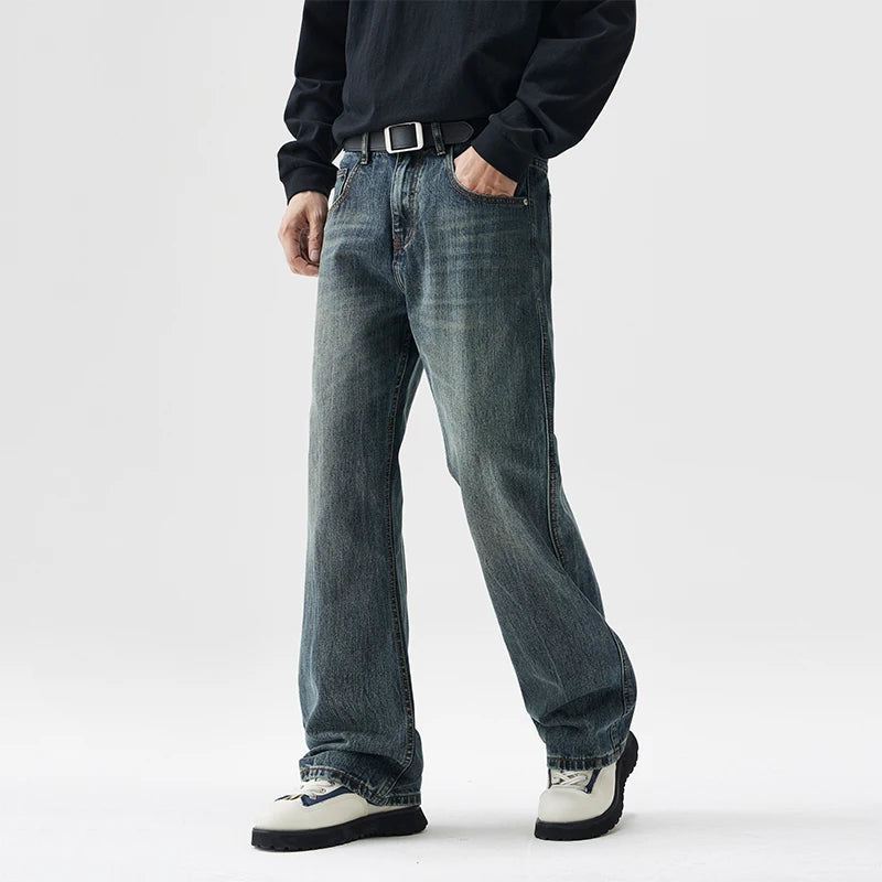 mens plus size retro fashion streetwear loose casual micro flared denim pants jeans cityboy jeans trousers 28 40 ripped baggy denim
