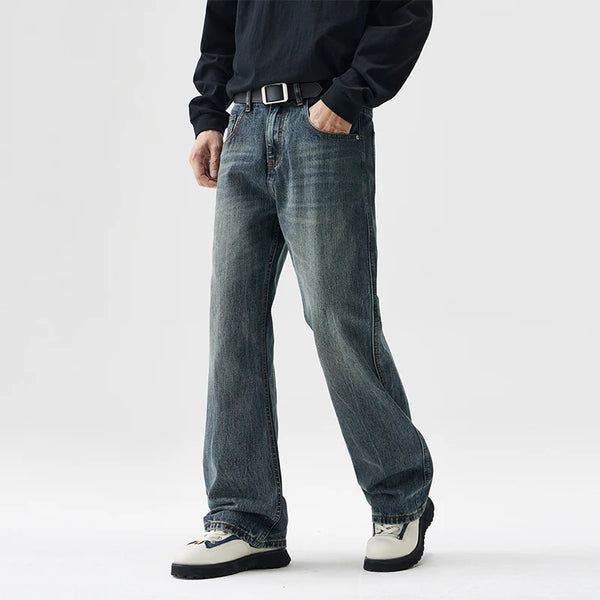 mens plus size retro fashion streetwear loose casual micro flared denim pants jeans cityboy jeans trousers 28 40 ripped baggy denim