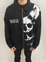 skulls printed harajuku denim jacket and coat mens fashion hip hop full zipper outerwear casual loose streetwear jeans jacket - variant style 5ffd38 for streetwear fashion