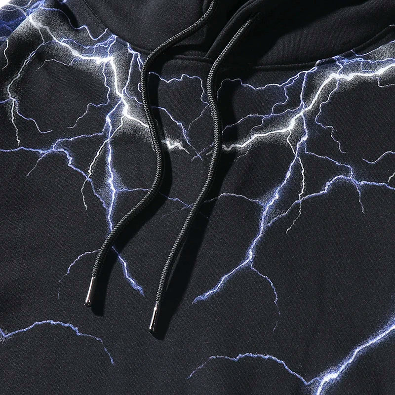 Hip Hop Lightning Hoodie Sweatshirt Men Harajuku Streetwear Hooded Pul