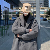 Men Trench Coat Men Mid-length 2023 New Autumn and Winter Corduroy Coat Coat Wool Design Korean Style Men Winter Coat