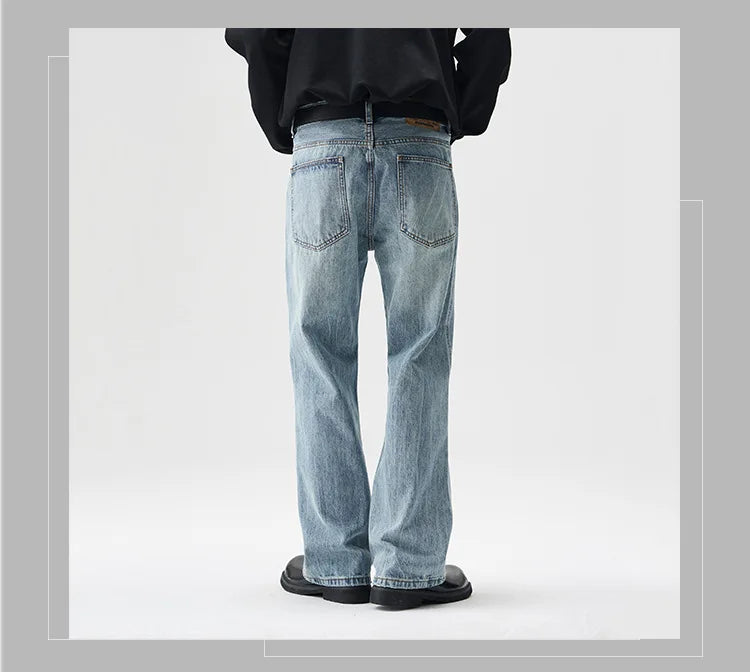 mens retro fashion high street loose casual denim micro flared pants jeans men streetwear plus size jeans trousers 28 40 unique jeans style 2696