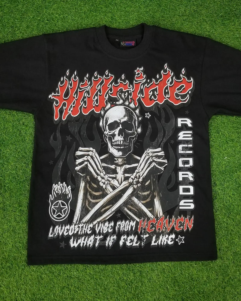 Cyberpunk Melting smiley – 2024 New Summer Trend Skull Bone Print Oversized T Shirt Men