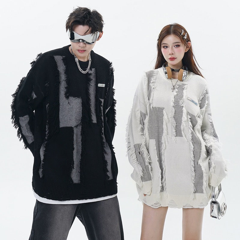 hip hop knitted oversized sweater mens ripped tassel holes pullover streetwear unisex new casual loose sweaters jumpers knitwear - high quality cotton hoodie, unisex casual winter pullover, anime inspired graphic hoodie