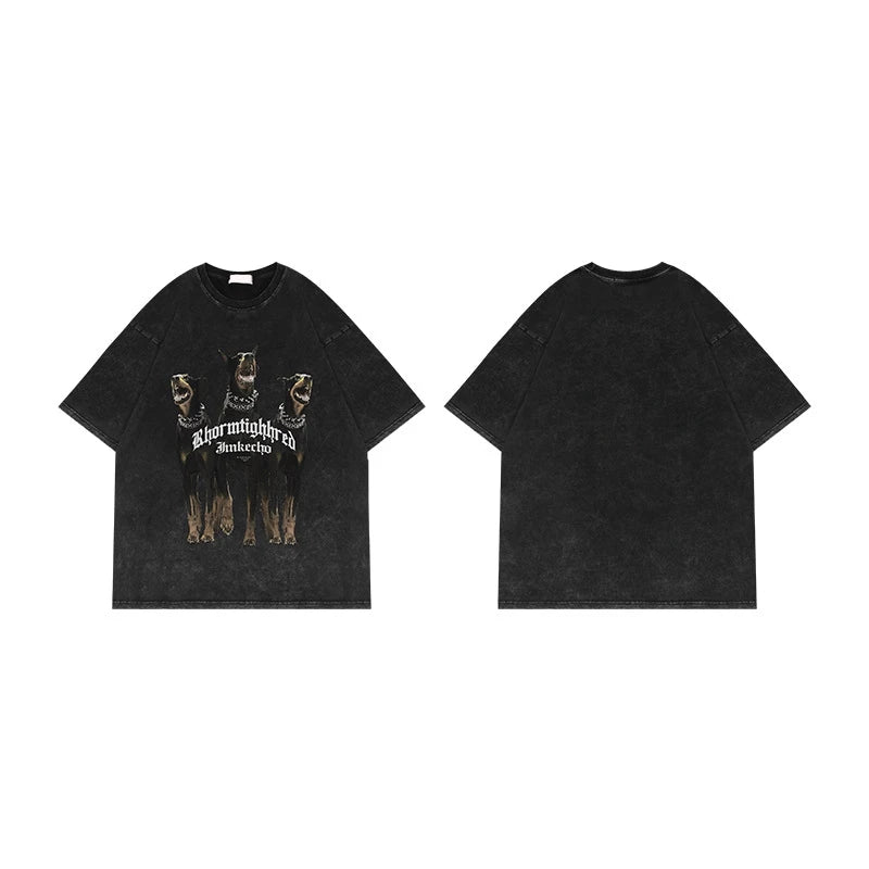 Sadcore Oversized shirt – Harajuku T Shirt Mens 2023 Summer Dog Letter Printed Vintage