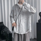 Tie dye loose shirt men long sleeved early autumn Korean version student ins men shirt dark abstinence inch shirt men shirts y2k