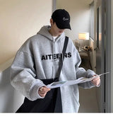 Burgundy Hooded Sweatshirt For Men 2024 Autumn And Winter New Tops Hea