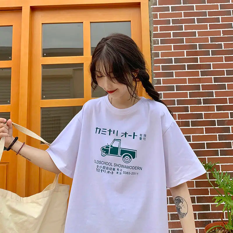 Glitchcore Oversized shirt – Summer Japanese Girly Cotton Short Sleeved T Shirt For Women