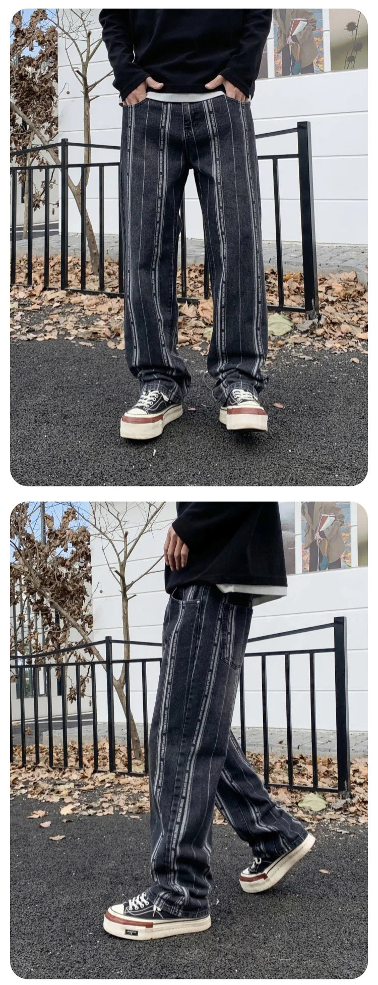 men streetwear brand fashion hip hop loose casual straight stripe motorcycle denim jeans pant cityboy y2k jeans trousers unique jeans style 2530
