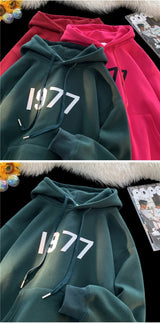 2024 New Men Hoodies Large Size Casual Male Clothing 1977 Print Fashio