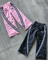 harajuku trend zipper pocket nine point pants striped elastic men casual pants personality hip hop loose sports wide leg pants urban fashion pants
