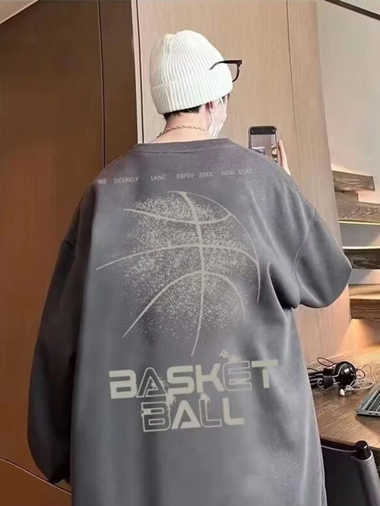 Funny Cartoon Basketball Graphic Pullovers Fleece Sweatshirts Hombre