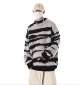 korean hip hop set men striped vintage knit sweater drawstring big pocket cargo pants 2 pcs set spring college casual suit 2024 unique cargo style 4871