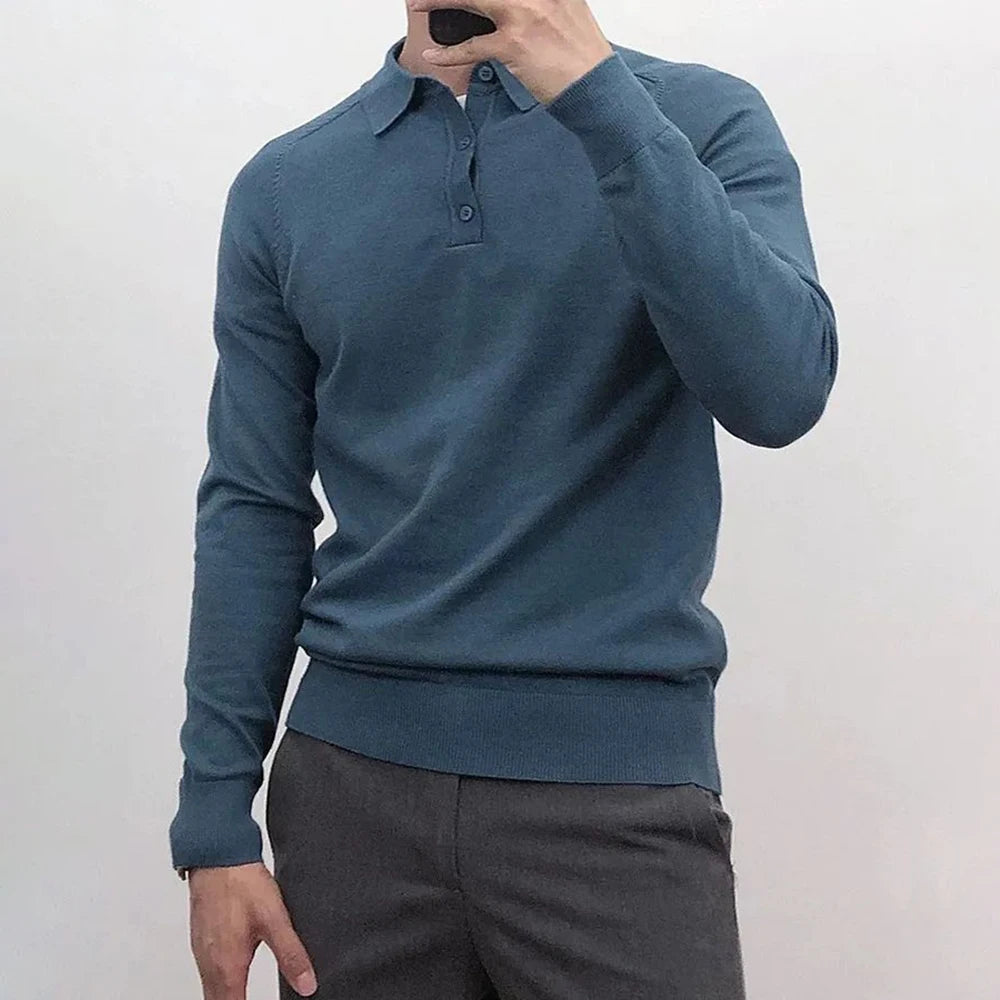 minimalist knit jumper, daily wear essential, trendy urban fashion top for men, layered streetwear look