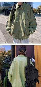 American Retro Pu Leather Jacket Spring And Autumn Hiphop High Street