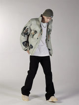 Hip Hop Jacket Parka Human Graffiti Print Men Winter Windbreaker Streetwear Harajuku Padded Jacket Coat Warm Outwear Hipster New
