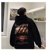 New Hip Hop Graphic Pullover Hoodies For Men Cotton Fleece Vintage Hoo