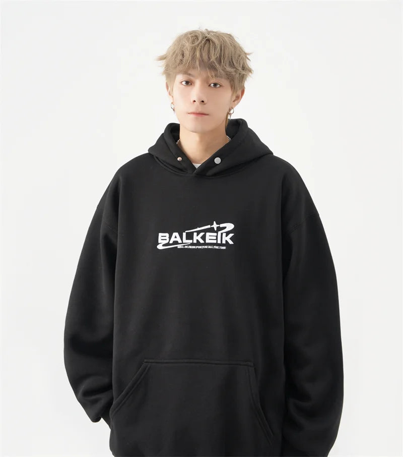 Y2K Minimalist Zip Collar Top – Winter Letter Embroidered Baggy Hoodies For Men Y2K Vintage Streetwear Hooded Sweatshirt Hip Hop Fashion Fleece Pullover Hoody | Zip Knit Drop #203