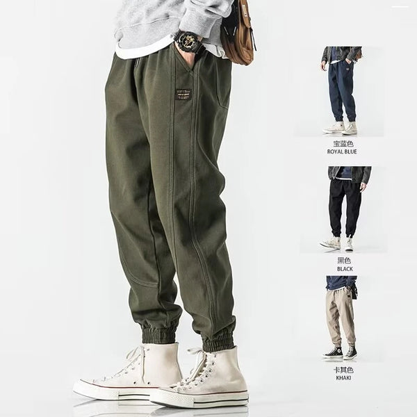 2024 autumn mens khaki cargo pants korean slim fit sports pants harajuku high street sweatpants casual mens clothing new urban active pants
