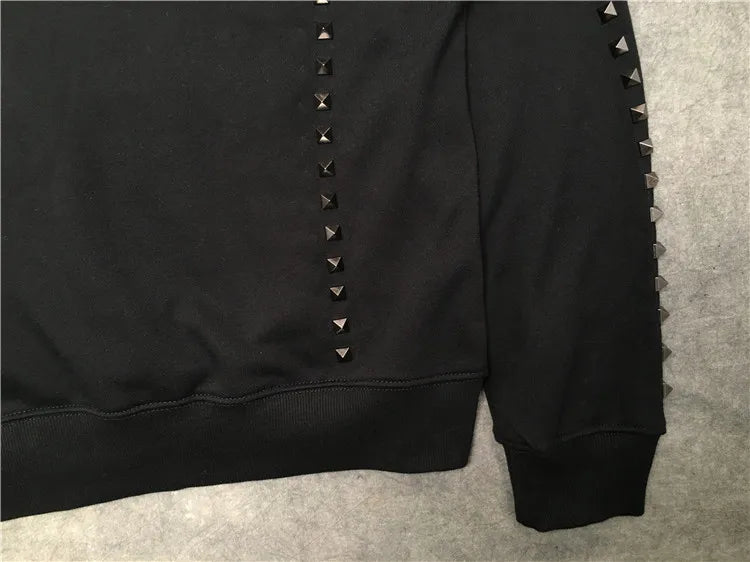 New Luxury Men Novelty Metal Rivets Hoodies Hoody Hooded Sweatshirts V