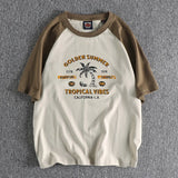 Y2k Melting smiley – Summer Mens Short Sleeved Casual Beach Wind Coconut Tree Pri