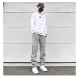 side long zipper open denim jeans mens elastic waist straight biker trousers jeans fashion streetwear hip hop jean pants joggers unique joggers style 2540