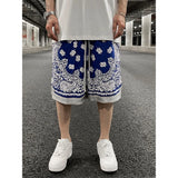 retro cashew flowers casual shorts summer streetwear fashion patchwork knee length men women paisley printing sweat shorts techwear shorts