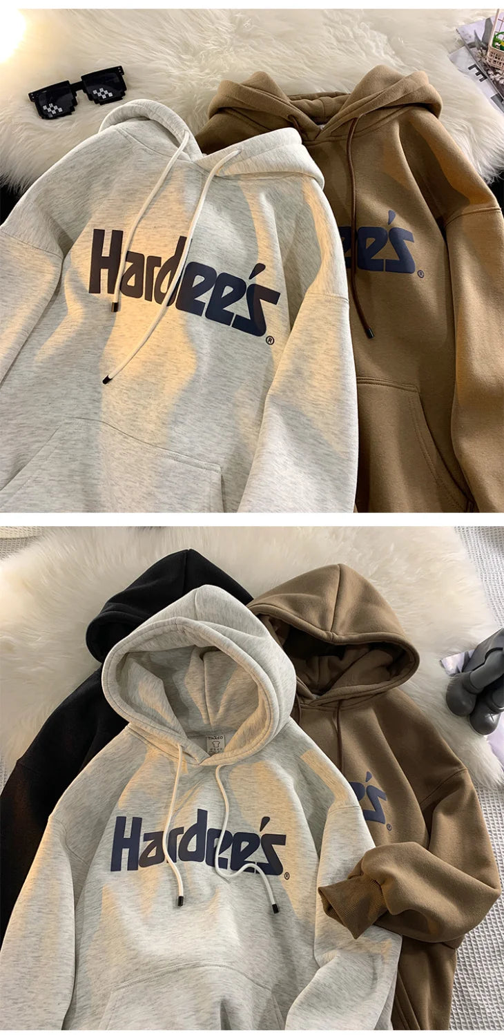 Trendy Personalized Pure Cotton Men's Hooded Sweatshirt New American Style Y2K Simple Loose Retro Thickened Jacket Tops