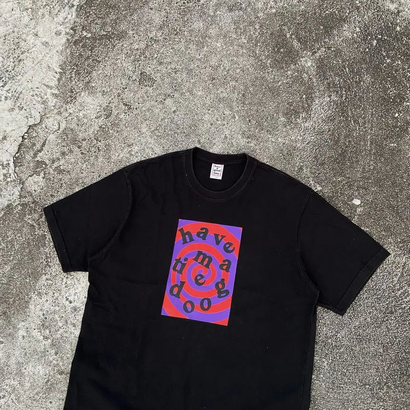 Anime Aesthetic piece – Harajuku Fashion Extra Large T Shirt New Gothic Time Spiral
