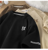 Glitchcore Aesthetic drop – 2024 Summer Letter Embroidered Waffle T Shirt Mens Y2K Vinta