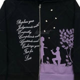 2024 New Hip Hop Jacket High Street Zip Up Hoodie Y2K Tops Gothic Hood