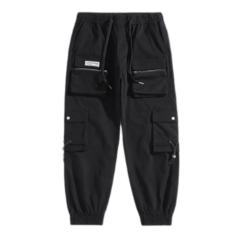 hip hop loose fit elastic waist cargo pants fashion military pockets ankle trousers pants mens drewstring sweatpants joggers unique joggers style 4617