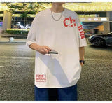 Glitchcore Anime panel – Korean Trendy Letter Printed Short Sleeved T Shirt For Men I