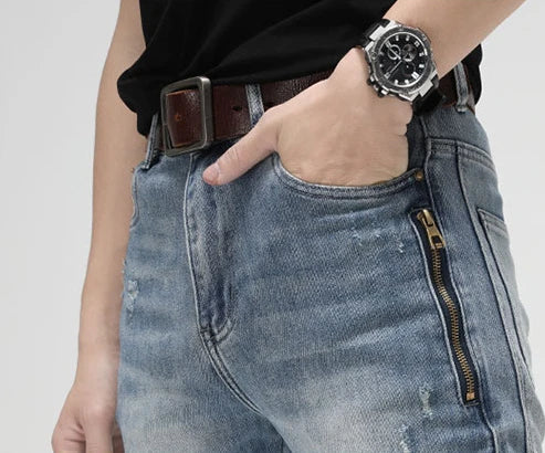 knee zipper patchwork pleated skinny denim jeans men casual slim biker trousers jeans fashion streetwear hip hop pants joggers unique joggers style 1136