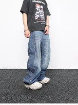 men high street twisted wave pants casual harajuku retro washed zipper straight trouser hip hop fashion streetwear baggy joggers unique joggers style 2893