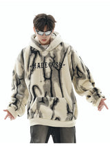 Sadcore Shirt – Men Fleece Hoodies New Casual Irregular Pattern Hairy – Streetwear Fashion for Men & Women