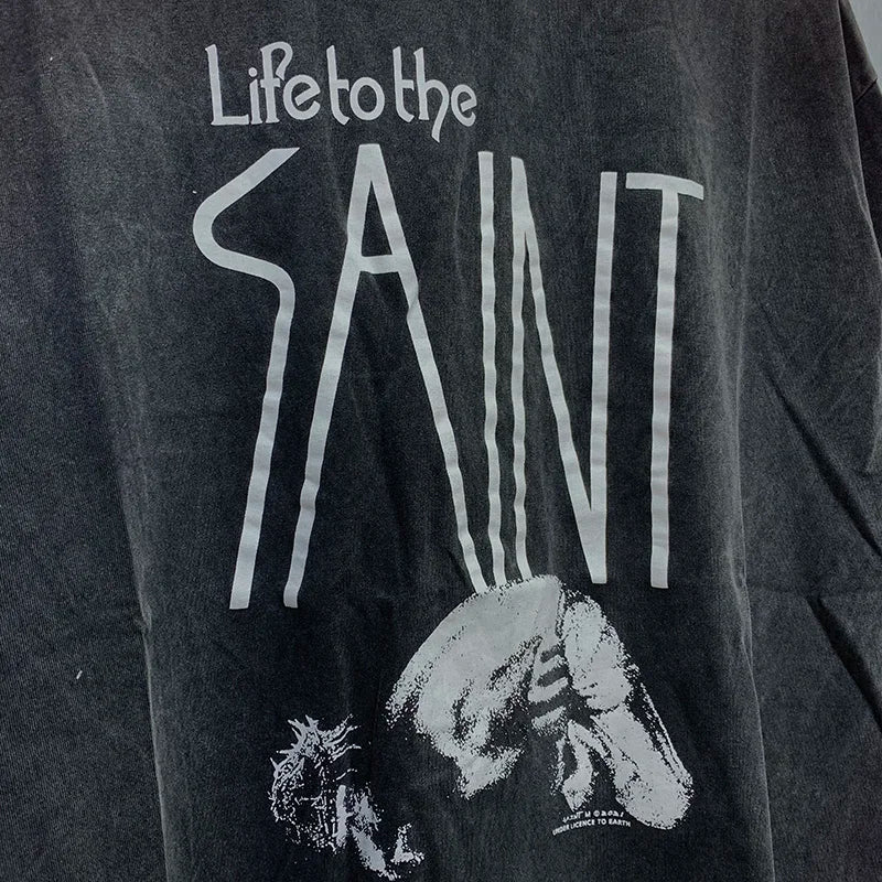 Trapwear Shirt – Vintage Wash Black Saint T Shirts Men Woman Best Quality Two – Urban Streetwear for Men & Women