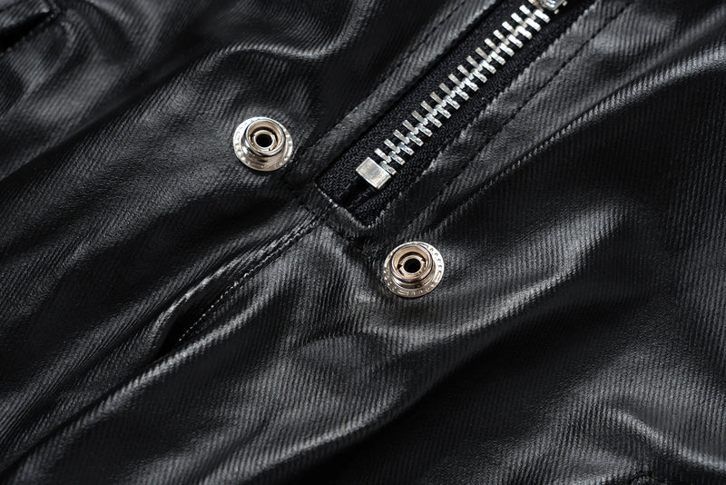 ro style matte pu leather pants for men high street y2k pantalones hombre baggy overall wide leg drawstring cargo pants 1 unique cargo style 958