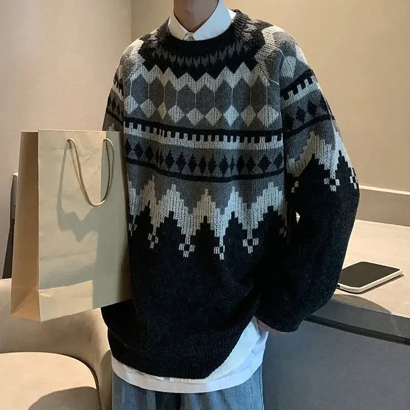 grunge oversized knit streetwear piece for layered look and winter street fits, ideal for men’s fashion and seasonal streetwe