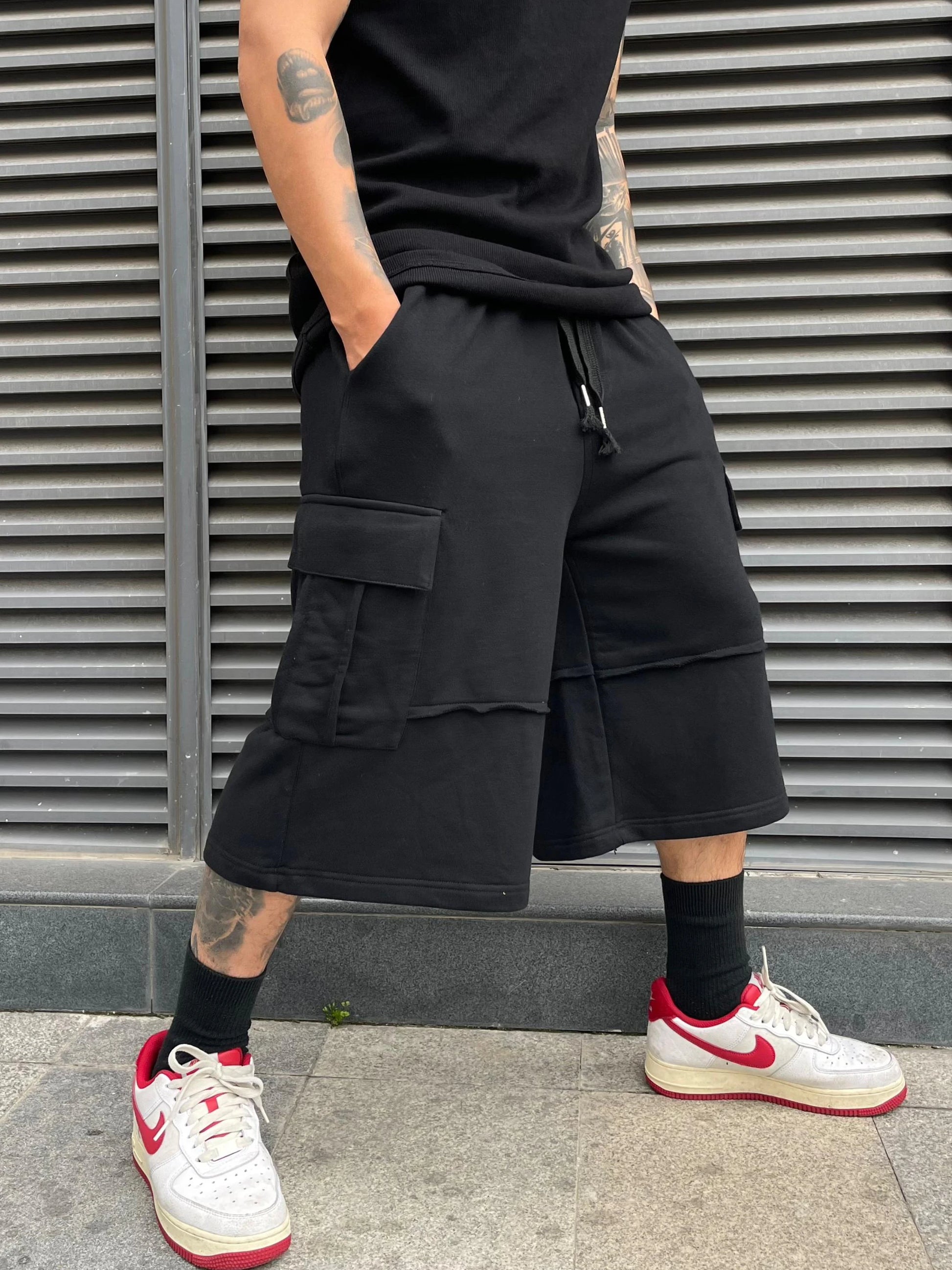 men casual sweatpant elastic waist streetwear track drawstring capris pants new fashion loose trousers hip hop baggy joggers unique joggers style 3469